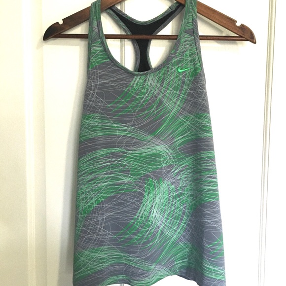 Nike Tops - Nike Dri-Fit Green & Gray Built in Bra Tank Small